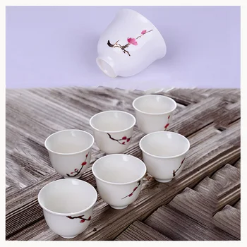 

6 PCS/lot Kung Fu tea ceramic composition whole package enamel purple pattern Japanese-style small cup of tea Free shipping