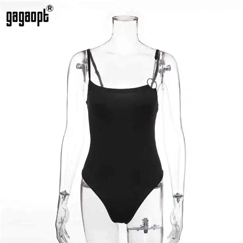 Gagaopt, новинка, боди без рукавов, женское, тонкое, сексуальное боди с цепочками, черный, боди, комбинезон, летние комбинезоны, уличная одежда
