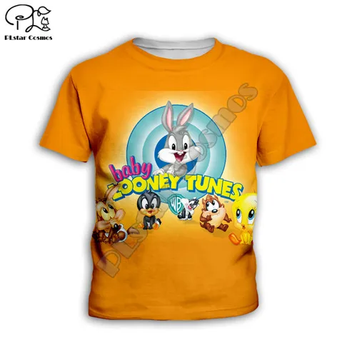 Детские толстовки с капюшоном с изображением кролика Looney Tunes 3D толстовки с рисунком детский спортивный костюм на молнии для маленьких мальчиков и девочек, футболка и штаны - Цвет: Kids  t shirts