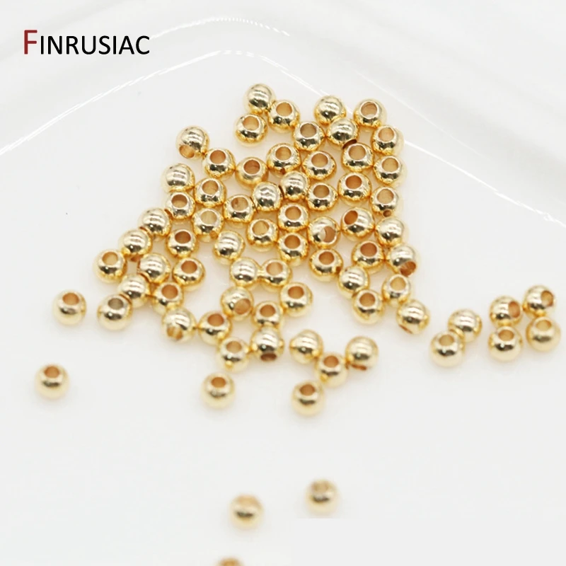 2 мм/2 5 мм/3 мм/4 мм свободные бусины высокое качество латунь металл 14K покрыто настоящим золотом Круглые