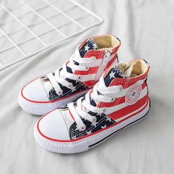 

Children Canvas Shoes Autumn Winter All Match Fashion Ankle Boots for Girls Boys Casual Stripes Side Zipper Kids Sneakers D07022