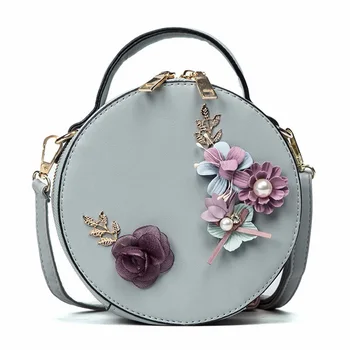 

Women Bag Female Handbags Leather Shoulder Bag Crossbody Tote Handbag Round Flower Cute Small Fashion Bags