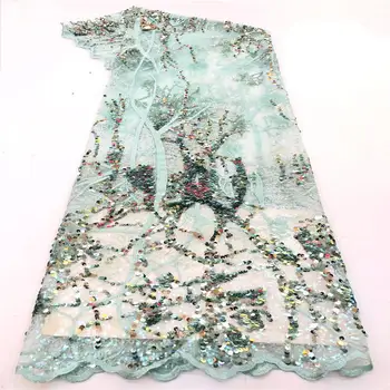 

Sequence Lace Fabric French Laces Fabrics High Quality Tulle French Embroidery African Nigerian Lace For Bridal Dress 2975b