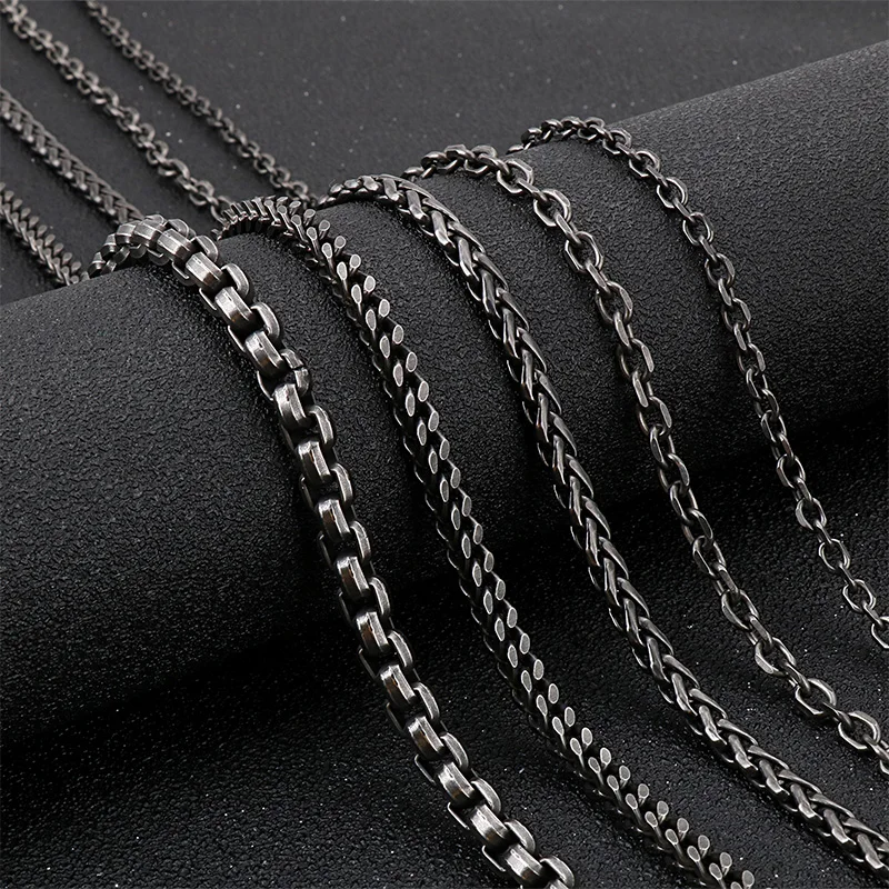 KALEN Stainless Steel Matte Long Linking Chain Necklace Men Brushed Snake Chain Box Chain Choker Necklace Jewelry Accessories