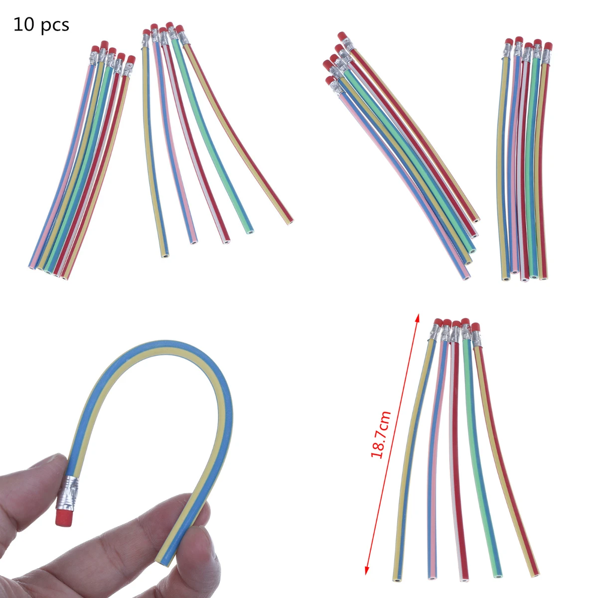 

10pcs Flexible Soft Bendy Pencil With Eraser For Student Kids Writing School Stationery Fun Bend Soft Pencils