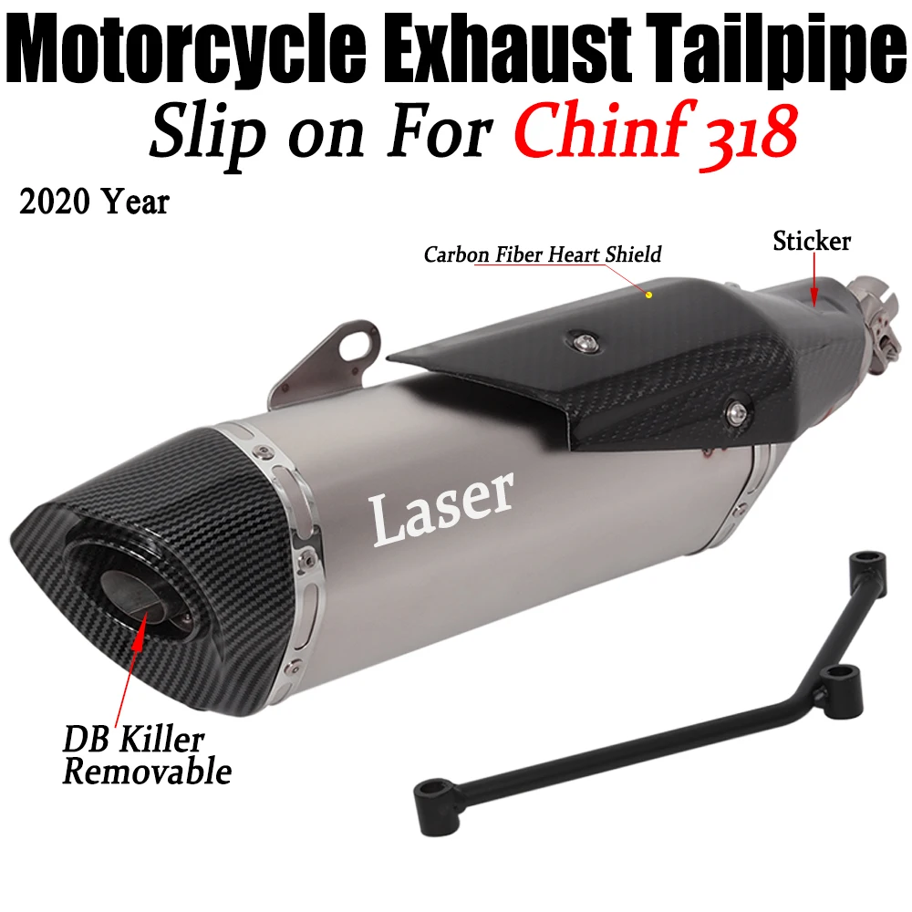 Motorcycle Exhaust Escape Moto Muffler Tailpipe For Chinf 318 Chinf318 2020 DB Killer Silencer Removable Carbon Fiber Heatguard - Image 2