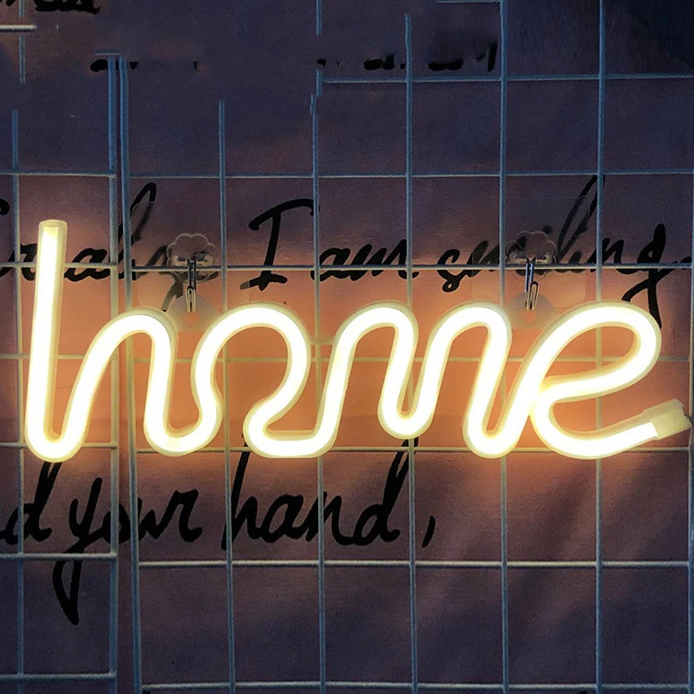 LED Neon Lamp Lightning-Heart Shaped Sign Neon Letters Light USB Battery dual-use Home Decorative Wall Light Party Room Lighting C