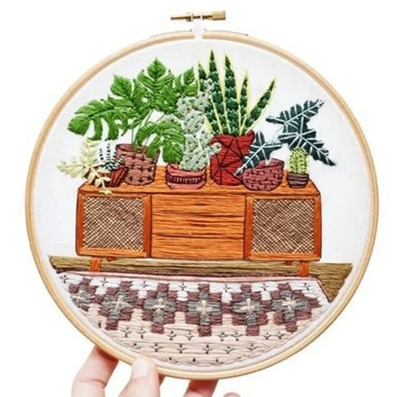Трехмерный DIY полный спектр Стартовый Набор для вышивки с узором Набор для вышивки крестиком с бамбуковым обручем для вышивки