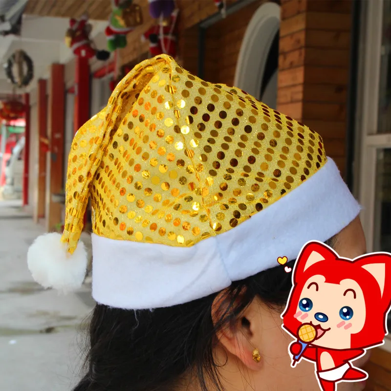 Christmas Beanie Hat Five Colors Santa Claus Sequins Hats Caps Christmas Decor Adult Hats Xmas New Year's Gifts Home Party Supplies Navidad