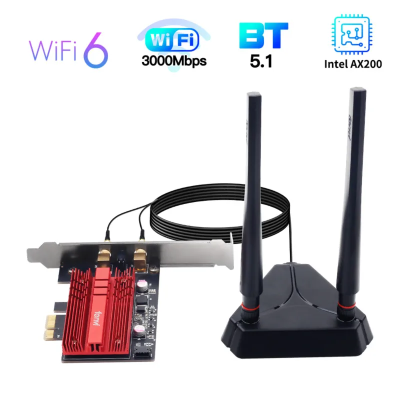 3000Mbps Wireless WiFi 6 Intel AX200 PCIe Adapter Bluetooth 5.1 Network Wifi Card 802.11ac/ax AX200NGW Wi-fi Wlan Card For PC