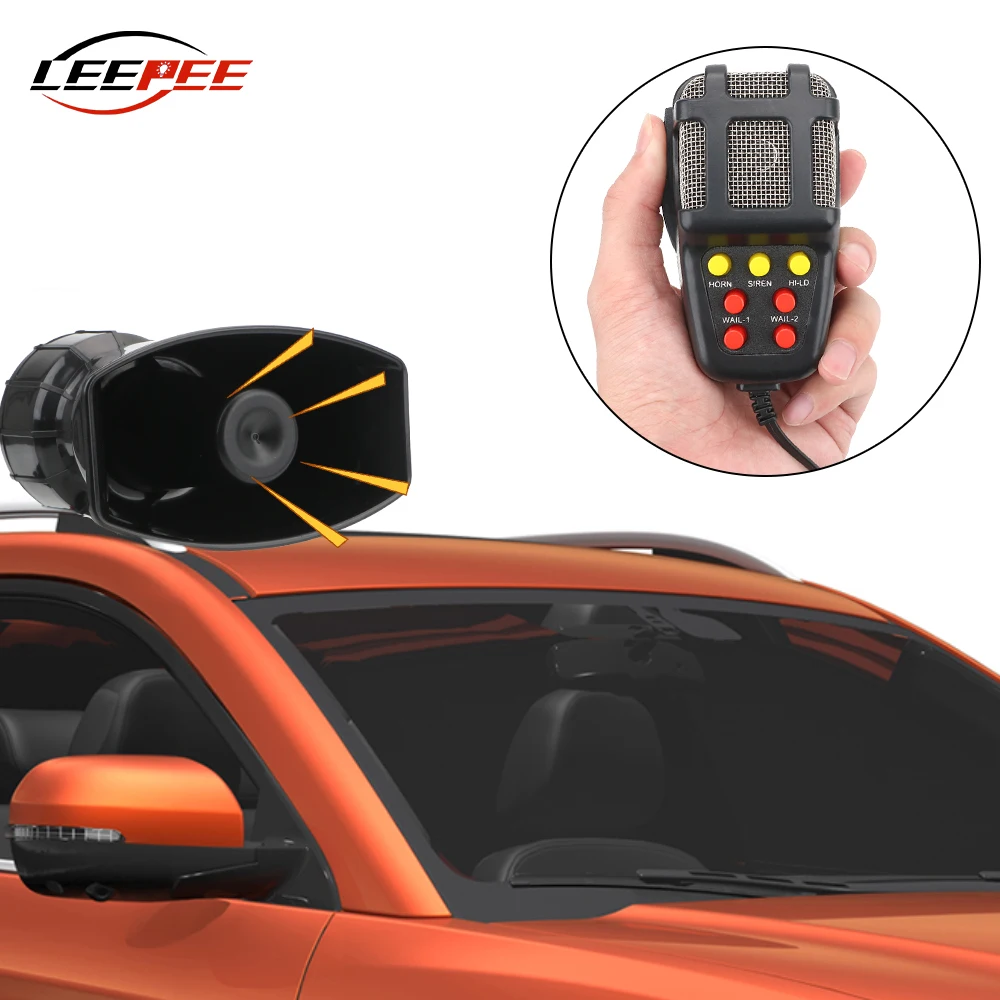 Altoparlanti 12V 100W Mic Pa Sistema Amplificatore Di Emergenza Hooter Forte Polizia Sirena Tromba D'Aria Megafono Tono Auto Avvisatore Acustico Strum