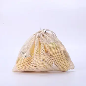 

6pcs/set Reusable Washable Storage Drawstring Bags Cotton Mesh Storage Bags (2XL, 2XM, 2XS)