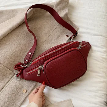 

Fashion Stone Pattern PU Leather Chain Waist Bag Bananka Bag on A Belt Leisure Fanny Pack Women Satchel Belly Band Belt Bag