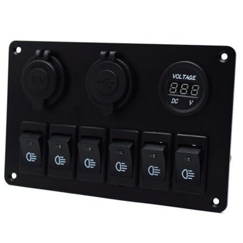 Usb зарядка ABS 12 в 24 в 6 банд кулисный переключатель панель двойной USB Водонепроницаемый Автоматический выключатель синий светодиодный переключатель управления для автомобиля морской лодки