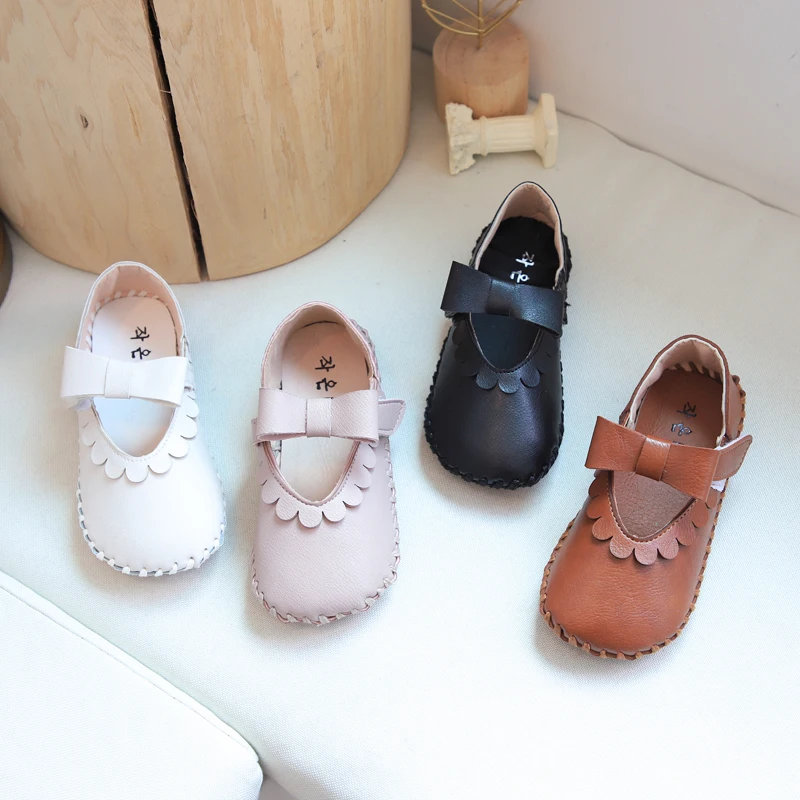 Детская мягкая кожаная обувь для маленьких девочек однотонная детская принцессы