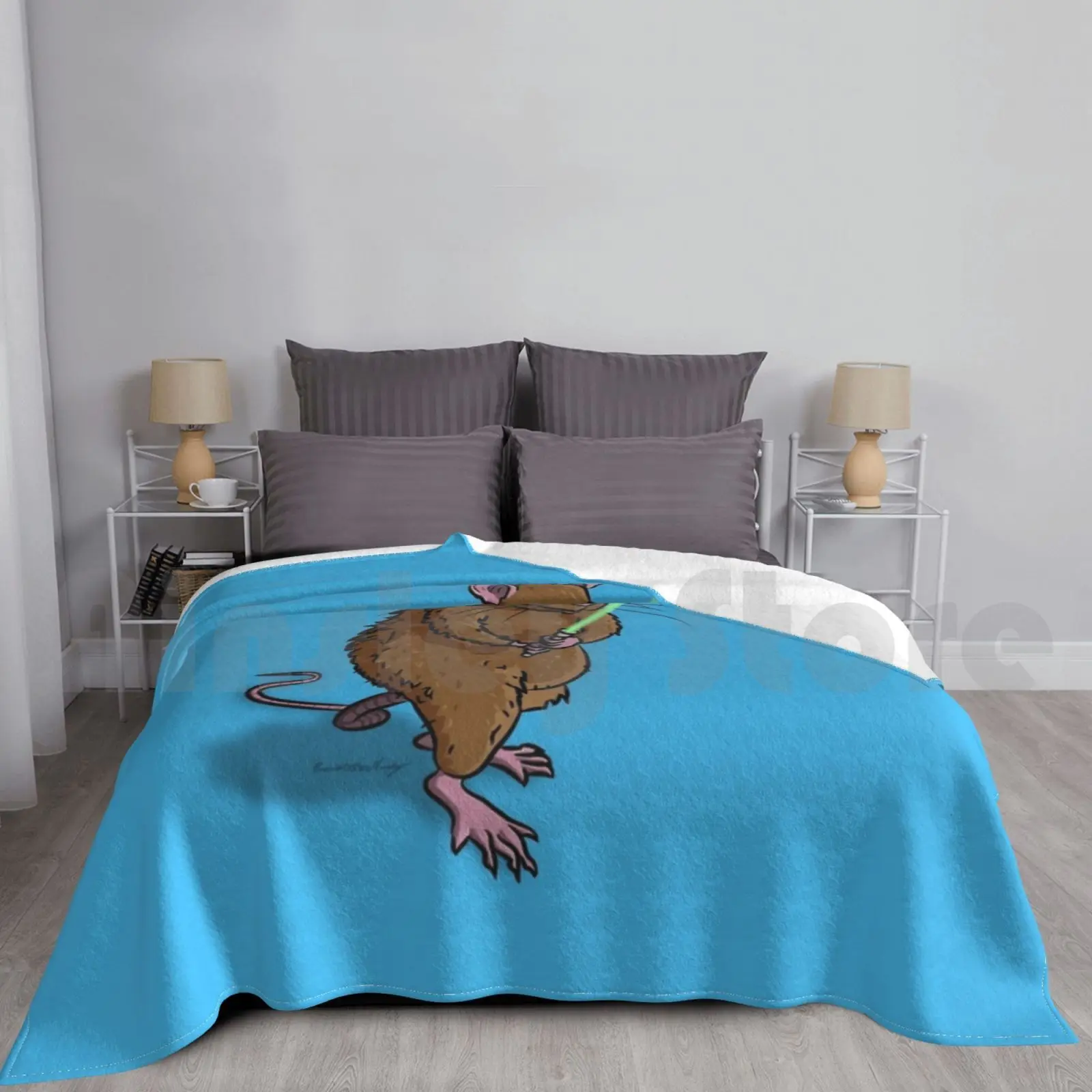 

Rat Jedi Blanket For Sofa Bed Travel Rat Jedi Rodent Lightsaber Force Rattus Cute Animal Funny Silly