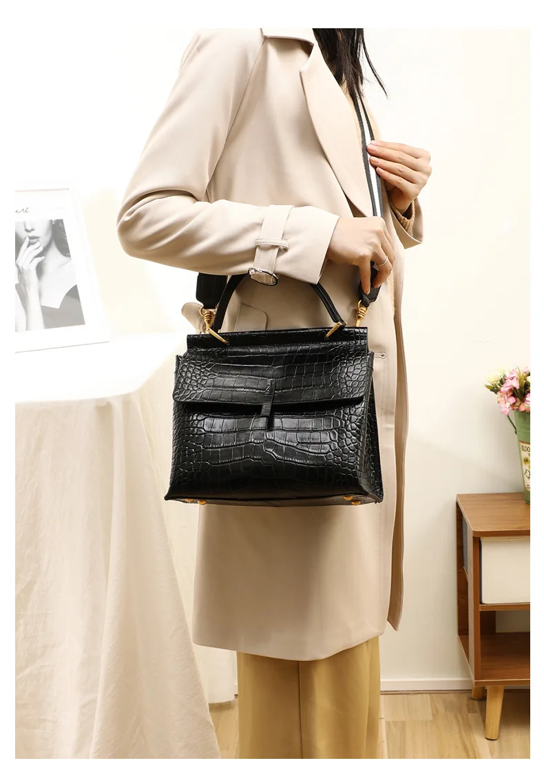 Дизайнерские Винтажные Сумки из натуральной кожи с узором «крокодиловая кожа», большие женские сумки для покупок, высококачественные офисные женские сумки на плечо Ba