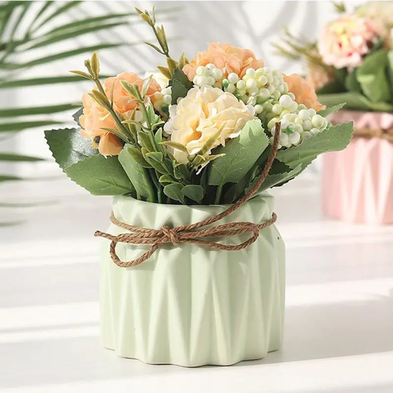 Artificial Spring Hydrangea Potted Plants Flower Stage Props Wedding Home Decor