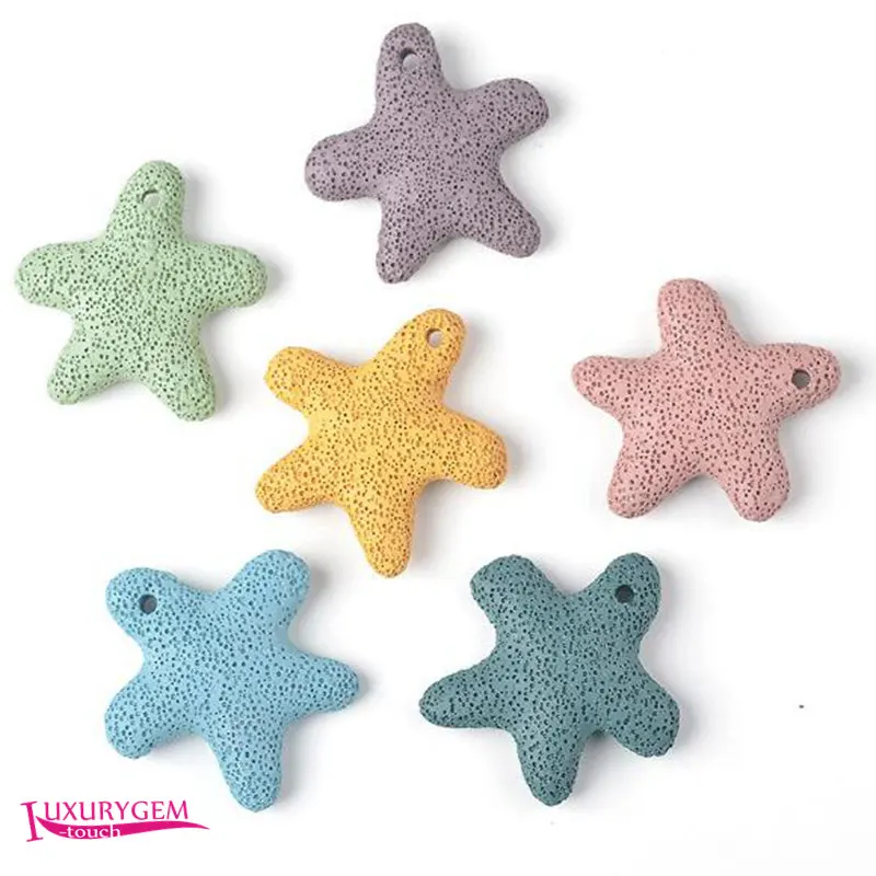 

Natural Multicolor Lava Rock Stone Spacer Loose Beads 50mm Star Shape DIY Jewelry Making Bead wk430