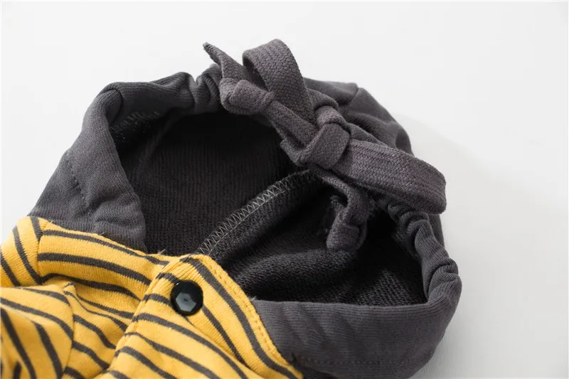 Hipidog Pet Dog Clothes Winter Warm for Small Dogs Jumpsuit Winter Warm Cotton Stripe Bear