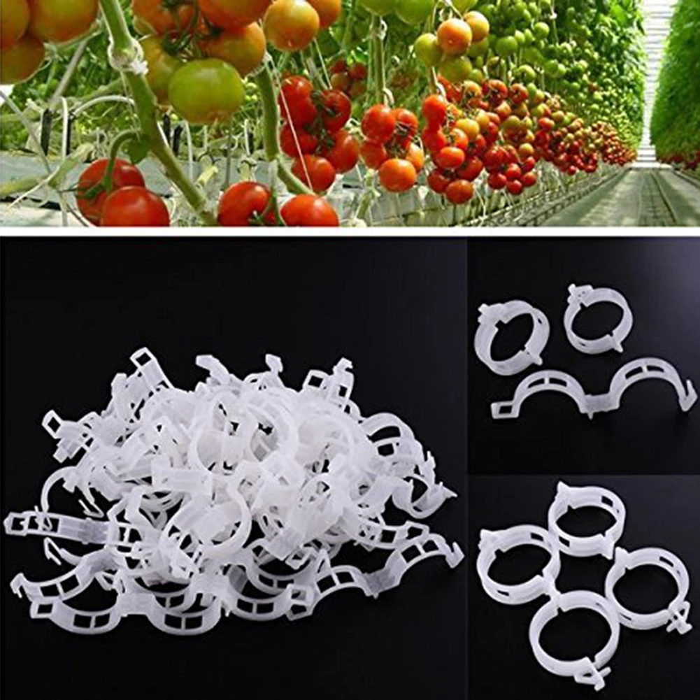 50/100Pcs Clear Hanging Plastic Vegetables Plant Vine Gardening Tool Clips Clamp