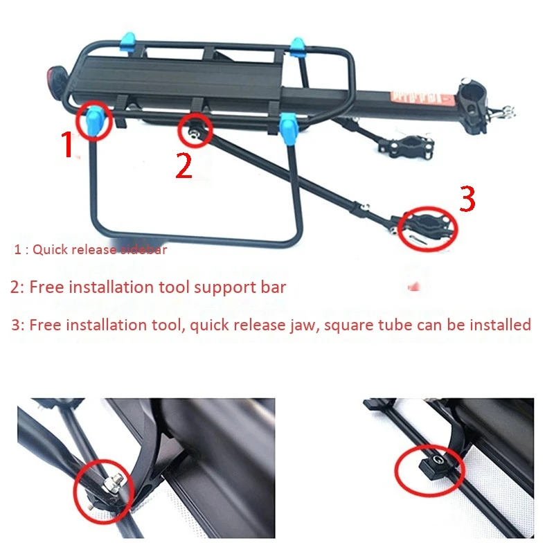 Discount Bike Luggage Carrier Aluminum Bicycle Cargo Racks Shelf Cycling Seatpost Bag Holder Stand Rack 4