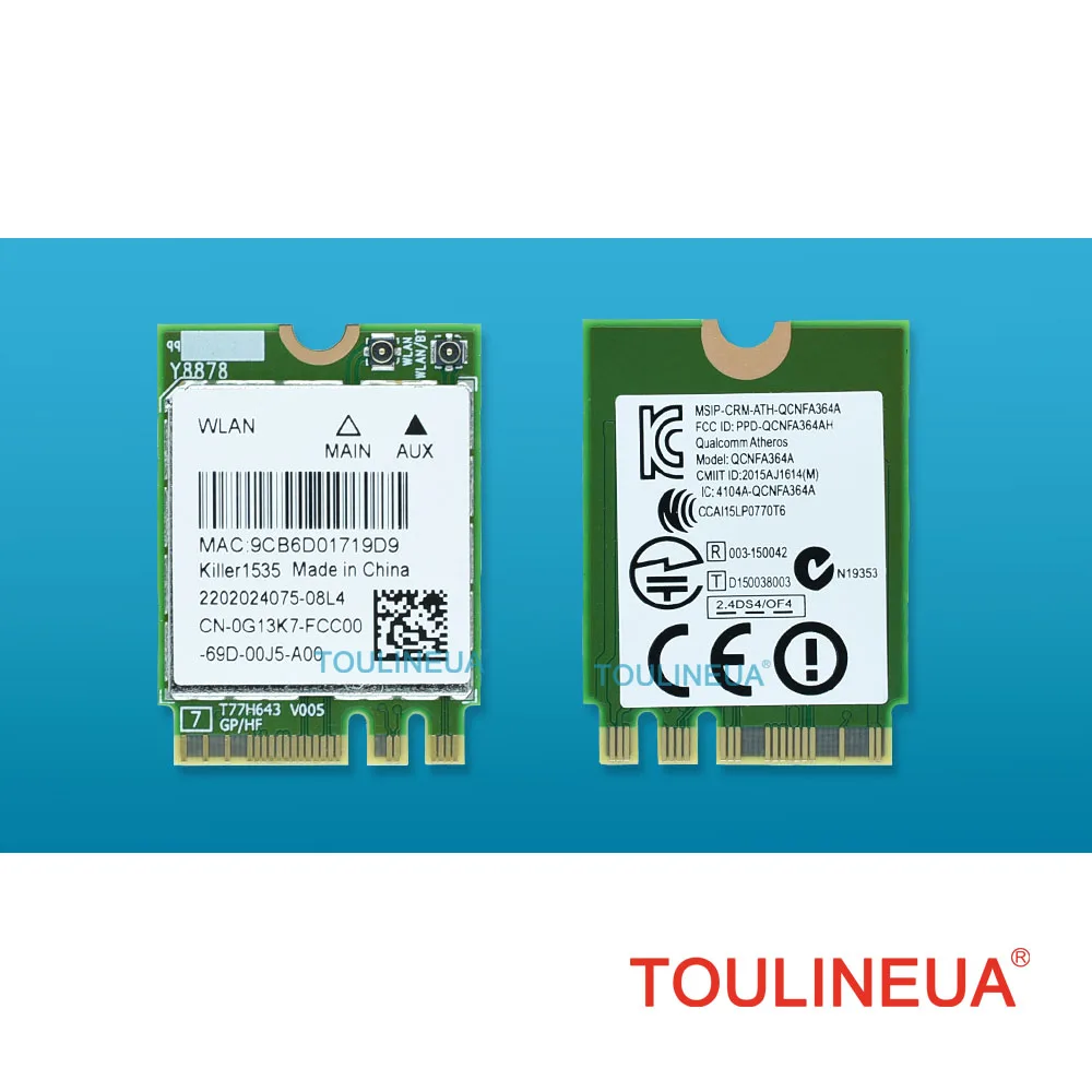 Killer Wireless AC1535 killer1535 867M BT4.1 NGFF KILLER 1535 WiFi сетевая карта для GT72/GT80/GS60/GE62/GE72/P651SE/SG/P650S/T5|wifi