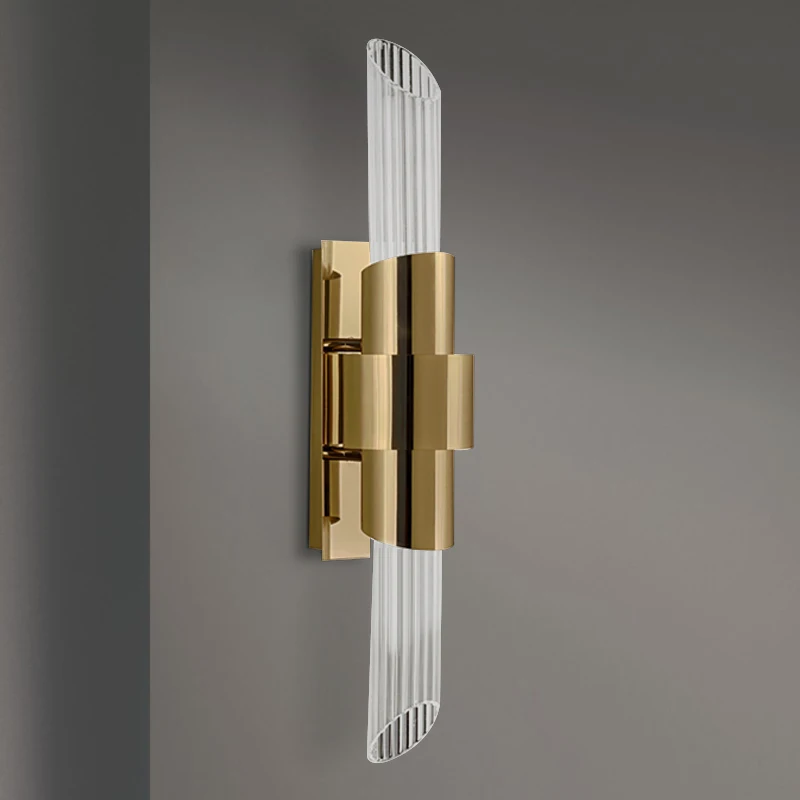 

Vanity Bathroom Mirror Light LED Gold Luxury Wall Sconce Lighting Clear Glass Shade Modern Porch Wall Lamp Bedroom Living Room
