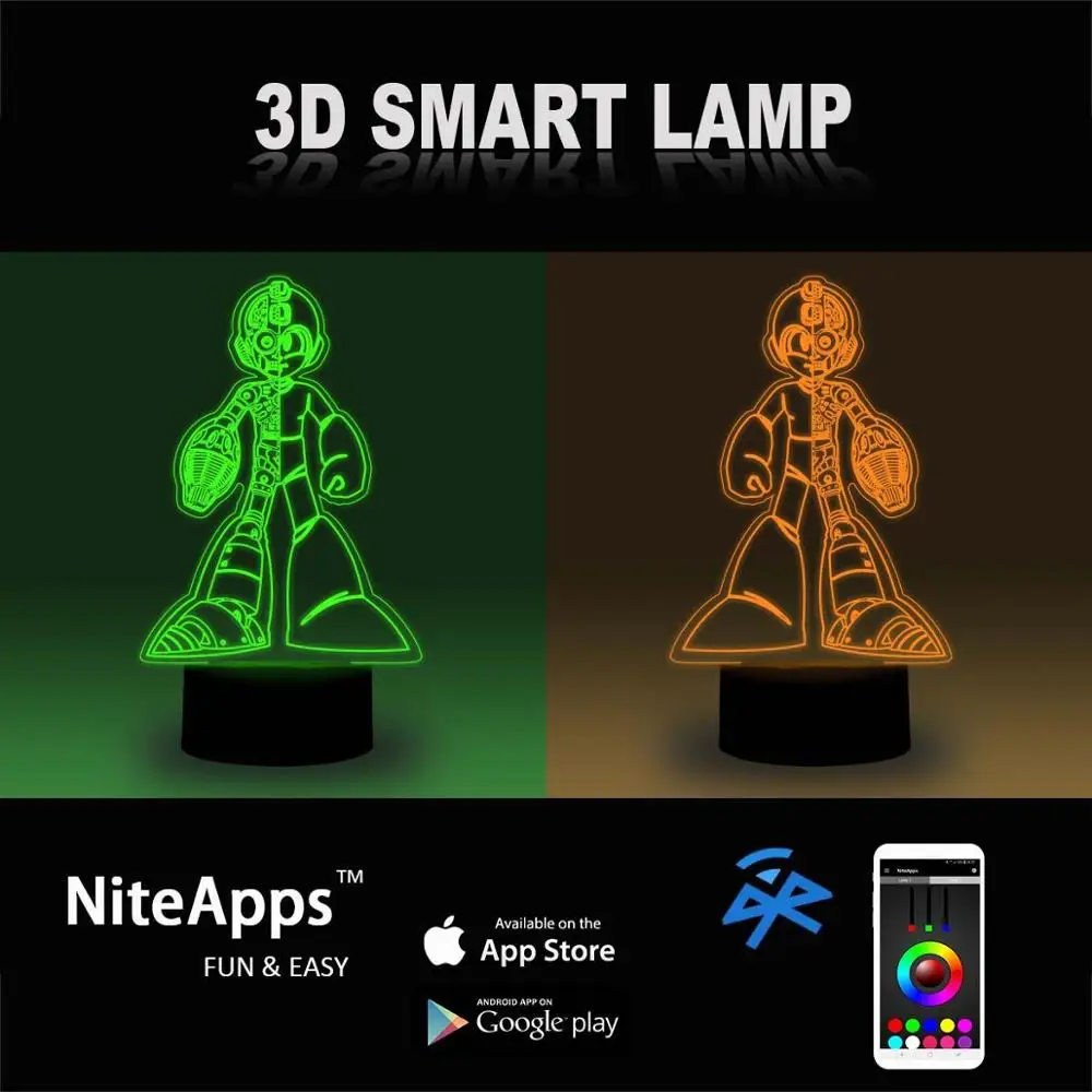 NiteApps 3D Rockman ночник настольная лампа Иллюзия украшение лампа подарок на день рождения приложение/сенсорное управление