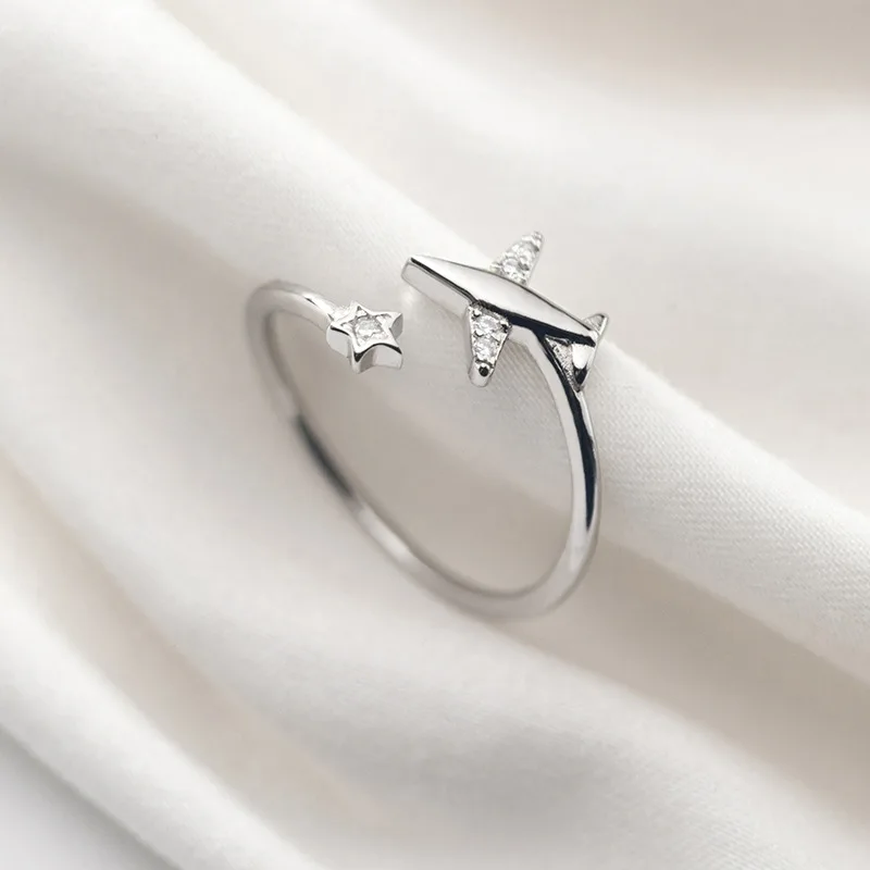 Trusta 925 самолет серебряный кольцо CZ Открытие Ювелирные изделия чистый 925 пробы серебряные кольца на палец Лучший подарок для друзей DS1714