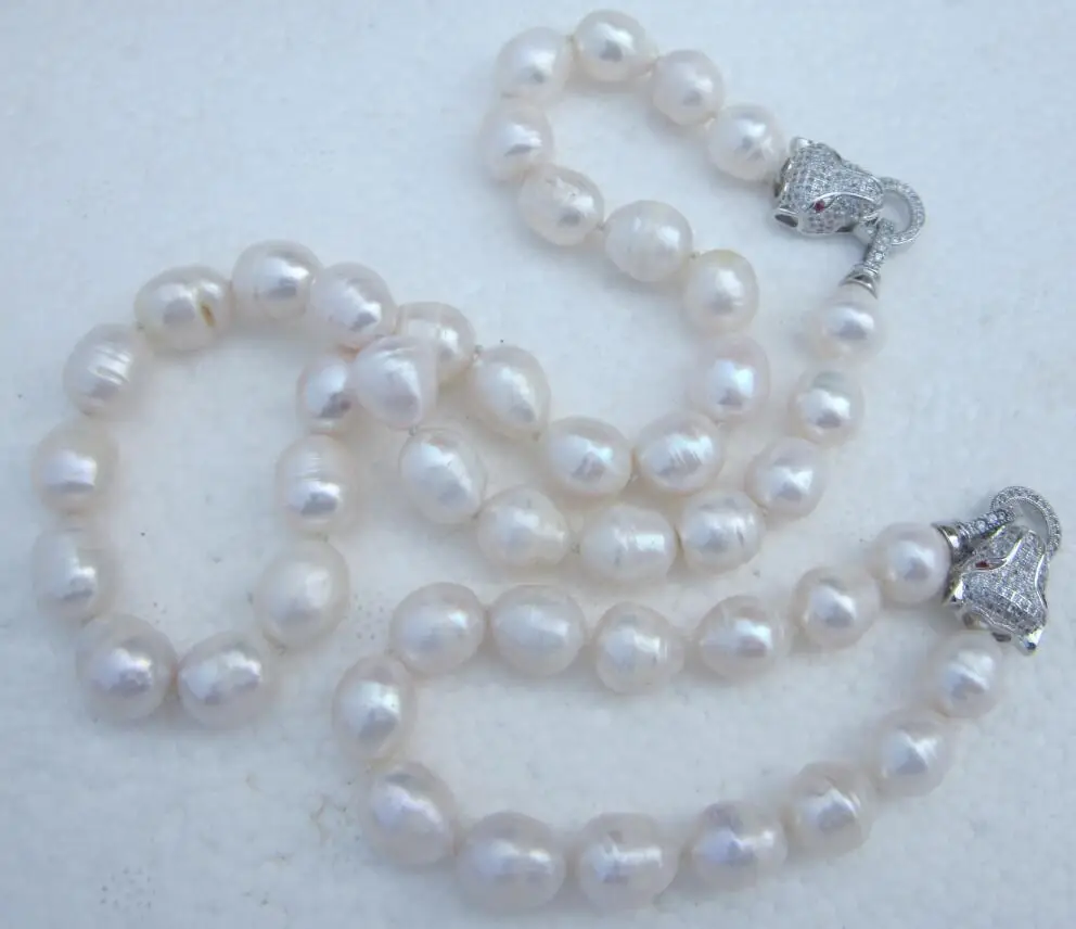 

set of 13-14mm south sea baroque white pearl necklace18" &bracelet 7.5-8