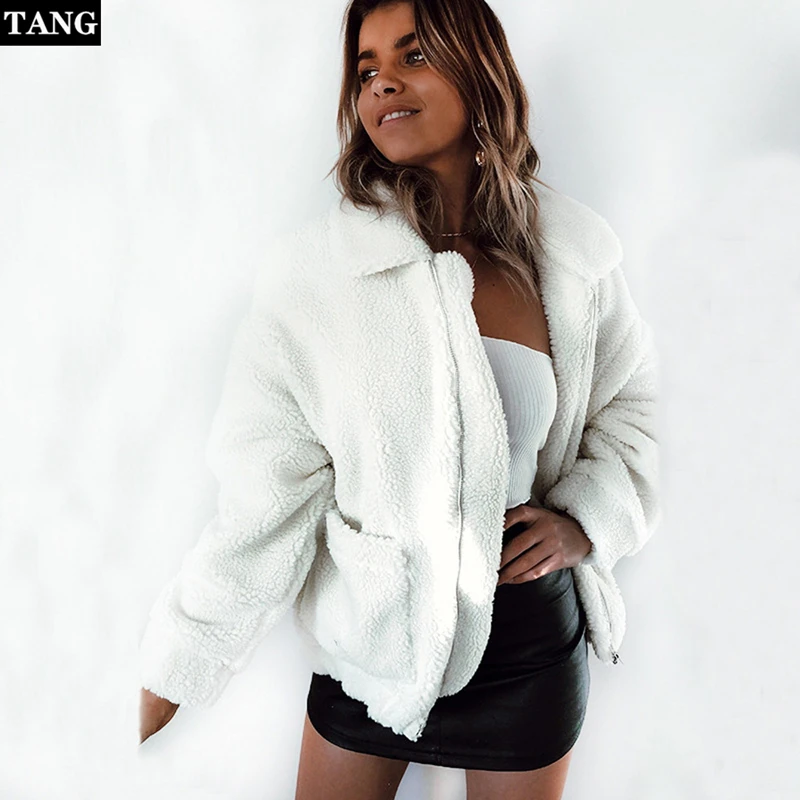 

2019 Autumn Winter New Plush Jacket Women Thicken Long Sleeve Solid Color Zipper Warm Outerwear Cardigan Female Streetwear