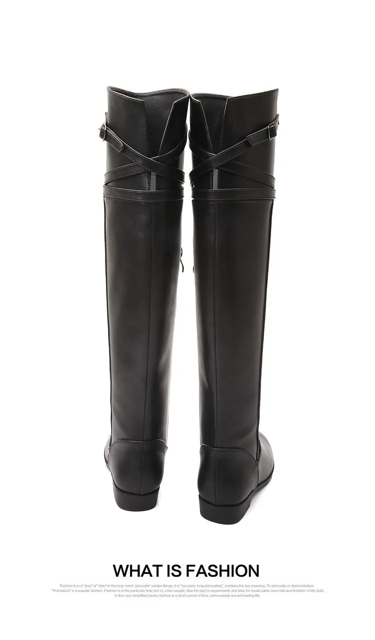 Women's flat boots autumn and winter new leather over the knee boots black knight boots high boots full leather boots