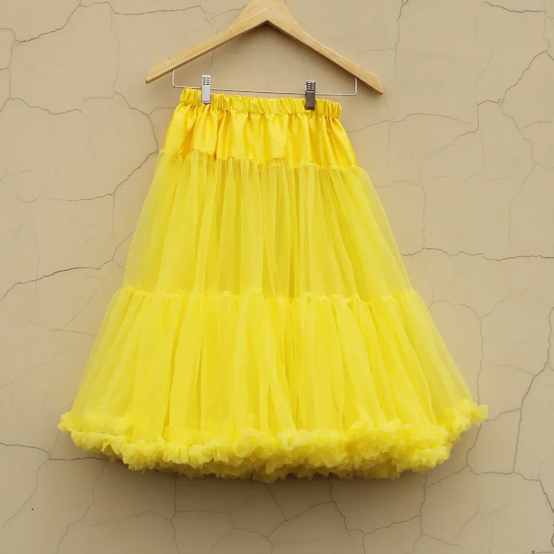 Модная разноцветная пышная Мягкая юбка-пачка длиной 24 дюйма для женщин и девочек; юбка-американка для балерины; вечерние женские юбки для танцев - Цвет: Yellow