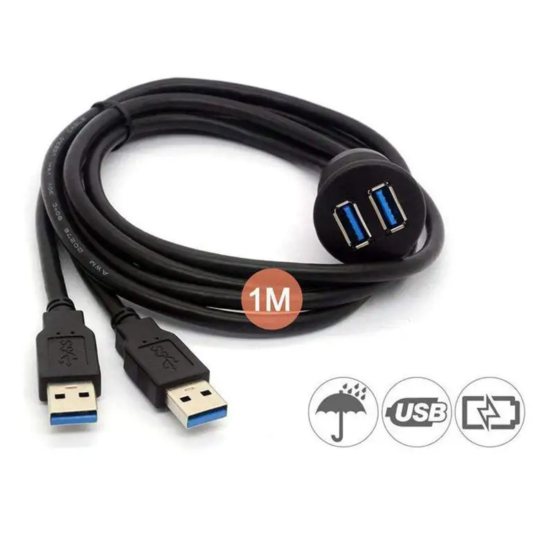 1 м 2 Порты Dual USB 3 0 удлинитель AUX заподлицо автомобиль грузовик панель расширения