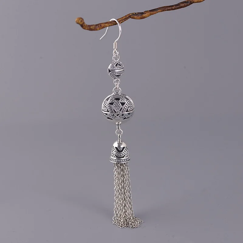 BALMORA 925 стерлингового серебра винтажные полые Висячие кисточки серьги для женщин подарок матери ювелирные изделия простые этнические модные