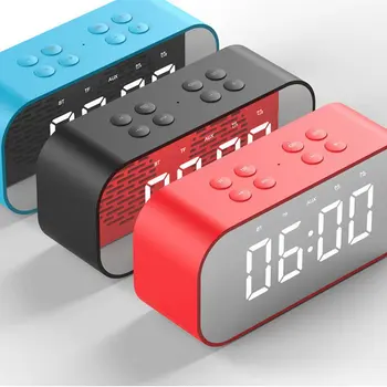 

1 Pcs Wireless Speaker Led Mirror Alarm Clock Speaker Audio Wireless Subwoofer Creative Bedside Speaker