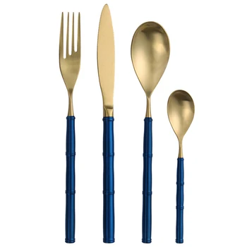 

Tableware 4 Pcs/Set Blue Forks Knife Spoons Dinnerware Set 304 Stainless Steel Western Cutlery Set Kitchen Food Fork Knife Set