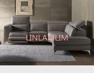 Комплект угловых диванов для гостиной, Электрическое Кресло, секционные диваны из натуральной кожи, мебель для дома