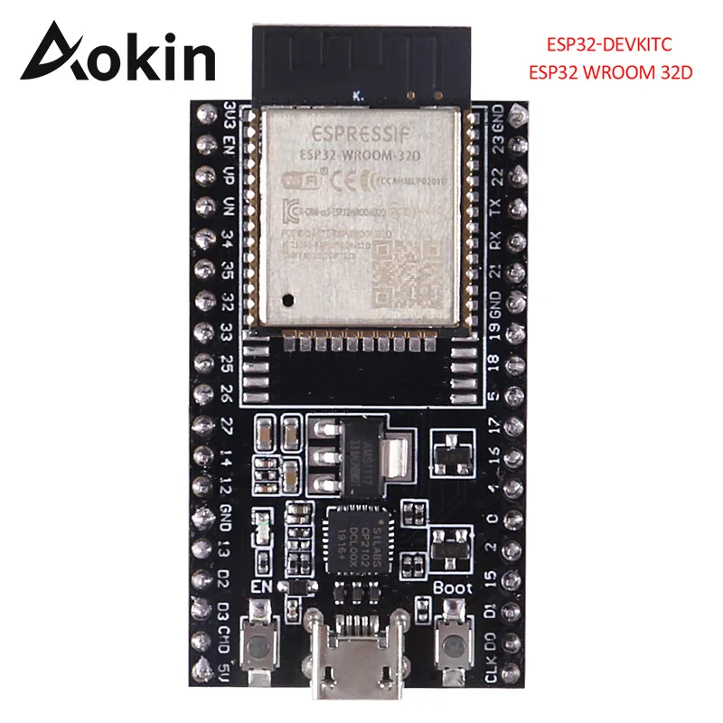 

Aokin ESP32 Wroom 32D Wireless WiFi Bluetooth esp32-devkitc-32d Development Board