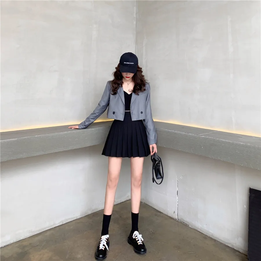 Summer New Style Korean-style Fashion Casual Short Fold-down Collar Suit Jacket Women's Versatile Long Sleeve Elegant Tops