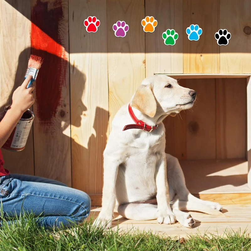 Красочные наклейки в виде лапы для собак, 6 цветов, Подарочный декор для домашних животных, настенный домик для ноутбука, канцелярские принадлежности, украшение для скрапбукинга
