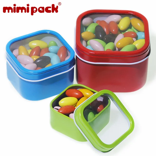 Mimipack квадратные жестяные коробки с прозрачным окном сахар шоколад коллекция