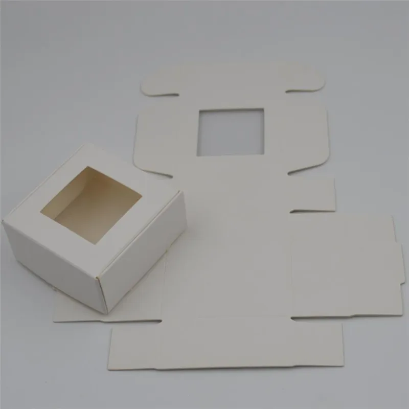10 шт. квадратная крафт-бумага подарочная коробка упаковка Белый Черный ремесло коробка с окном маленькая подарочная картонная коробка Cajas De картонная коробка