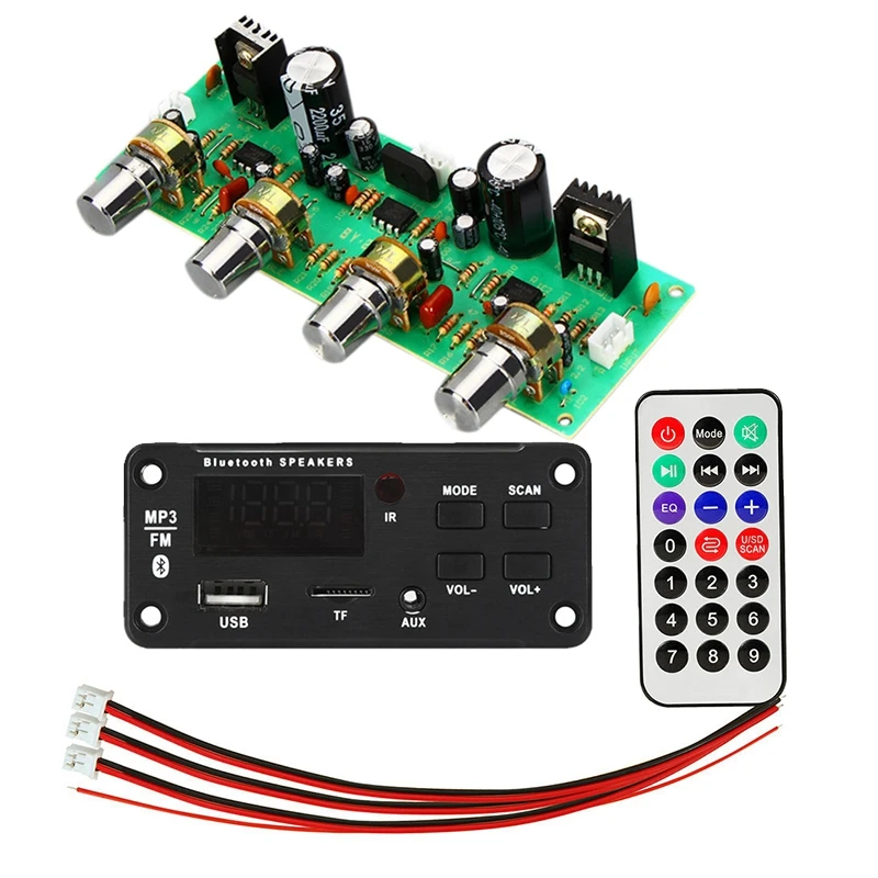 1 Pcs 12V NE4558 HIFI Preamp Tone Board & MP3 Bluetooth Decoder TF USB 3.5 Mm AUX Music Player | Электроника