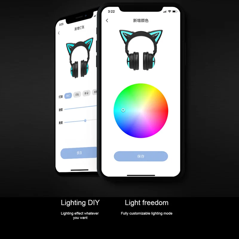 Yowu 3G cute cat wireless headphones APP control RGB lights High quality cat casco girl cute cat ear headset For computer gaming