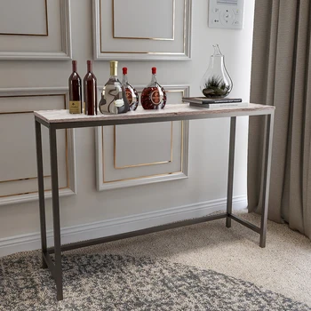 

JURMERRY Industrial Console Table Metal Frame Sofa Table Desk for Entryway Hallway Living Room Home Office Easy Assembly