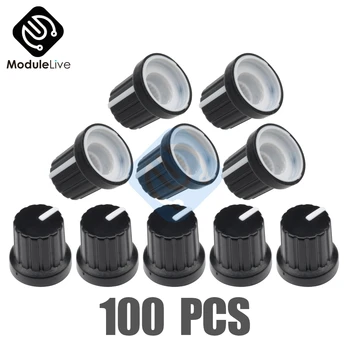 

100pcs/lot WH148 Potentiometer Knobs 6mm dia Shaft Hole control knobs caps with plastic insert fit 1/4" shaft potentiometers