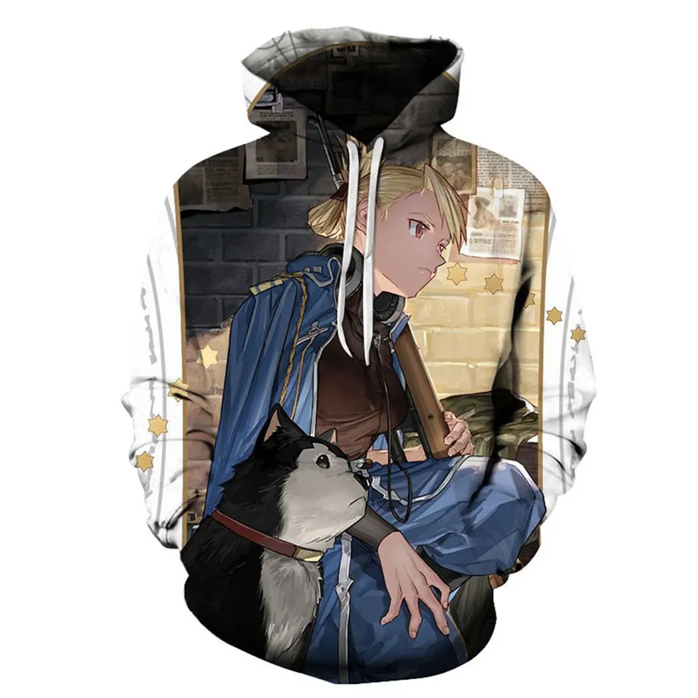 

New 3D Fullmetal Alchemist Riza Hawkeye Men Women Hoodies Fashion Casual Cosplay Costume Hoodie Cartoon Streetwear Sweatshirt