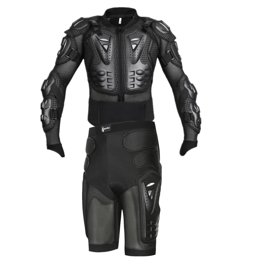 Black Set WOSAWE мотоциклетная куртка для мотогонок, куртка для мотокросса, защита всего тела, Защита позвоночника, груди, спины, бедер, защита для сноуборда, лыжного катания, спорта - Цвет: Black Set